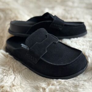 Black Suede Slip-On Loafers